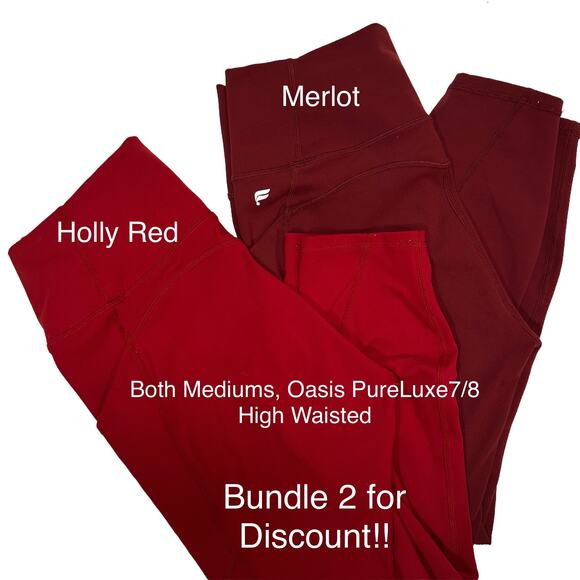 Fabletics PureLuxe Red Leggings 7/8 with Pockets, High Waisted, Size M/8 - Picture 8 of 10
